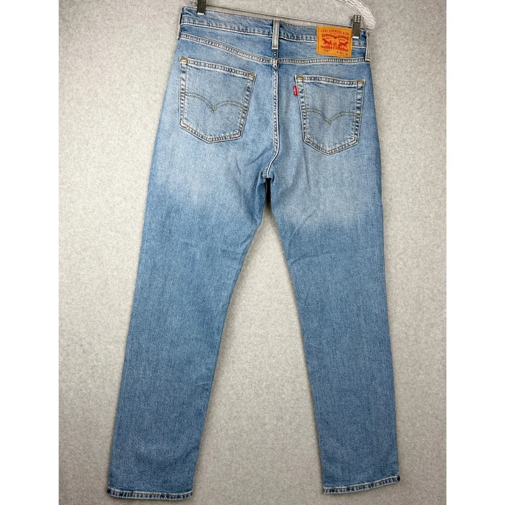 Levis 514 Mens Straight Fit Jeans W32 L32 Light Wash Blue Denim